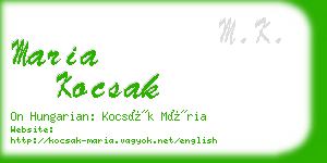 maria kocsak business card